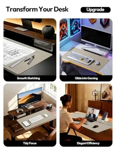 YSAGi Charm Desk Protector, Ofis gilami, katta sichqoncha gilami, sirpanmaydigan PU Charm qoplamasi, noutbuk stoli, ofis va uy uchun suv o'tkazmaydigan yozuv bloki (Sage Green, 31.5