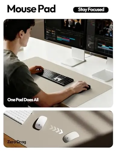 YSAGi Charm Desk Protector, Ofis gilami, katta sichqoncha gilami, sirpanmaydigan PU Charm qoplamasi, noutbuk stoli, ofis va uy uchun suv o'tkazmaydigan yozuv bloki (Sage Green, 31.5