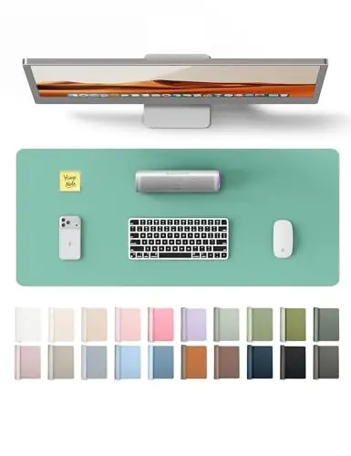 YSAGi Charm Desk Protector, Ofis Mat, Katta sichqoncha Mat, Kaymaydigan PU Charm Blotter, Noutbuk Desk Pad, Ofis va uy uchun suv o'tkazmaydigan yozuv pedi (Yashil-ko'k, 23,6