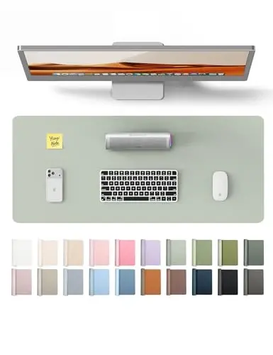 YSAGi Charm Desk Protector, Ofis Mat, Katta sichqoncha mat, Sirpanmaydigan PU Charm Bloter, Noutbuk yostig'i, Ofis va uy uchun suv o'tkazmaydigan yozuv yostig'i (kulrang-yashil, 23,6