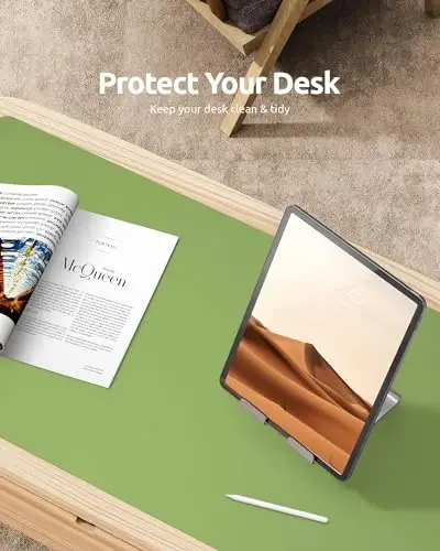 YSAGi Charm Desk Protector, Ofis Mat, Katta sichqoncha mat, Sirpanmaydigan PU Charm Blotter, Noutbuk Charm Pad, Ofis va uy uchun suv o'tkazmaydigan yozuv Charm (Barg Yashil, 35.4