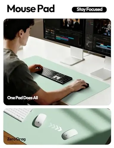 YSAGi Charm Desk Protector, Ofis Mat, Katta sichqoncha Mat, Sirpanmaydigan PU Charm Blotter, Noutbuk Pad, Ofis va uy uchun suv o'tkazmaydigan yozuv Pad (Och yashil, 23.6