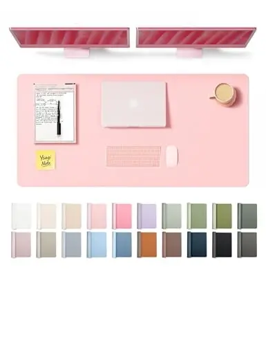 YSAGi Charm Desk Protector, Ofis Mat, Katta sichqoncha Mat, Sirpanmaydigan PU Charm Blotter, Noutbuk Pad, Ofis va uy uchun suv o'tkazmaydigan yozuv Pad (Ochiq pushti, 47,2