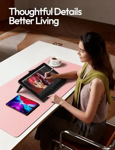 YSAGi Charm Desk Protector, Ofis Mat, Katta sichqoncha Mat, Sirpanmaydigan PU Charm Blotter, Noutbuk Pad, Ofis va uy uchun suv o'tkazmaydigan yozuv Pad (Ochiq pushti, 47,2