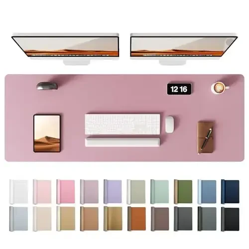 YSAGi Charm Desk Protector, Ofis Mat, Katta sichqoncha mat, Sirpanmaydigan PU Charm Blotter, Noutbuk Pad, Ofis va uy uchun suv o'tkazmaydigan yozuv yostig'i (och pushti, 47