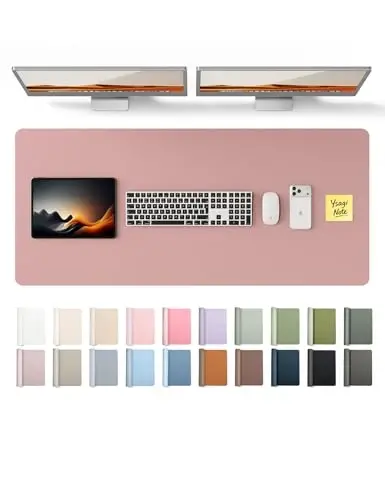YSAGi Charm Desk Protector, Ofis Mat, Katta sichqoncha mat, Sirpanmaydigan PU Charm Blotter, Noutbuk Pad, Ofis va uy uchun suv o'tkazmaydigan yozuv yostig'i (och pushti, 47