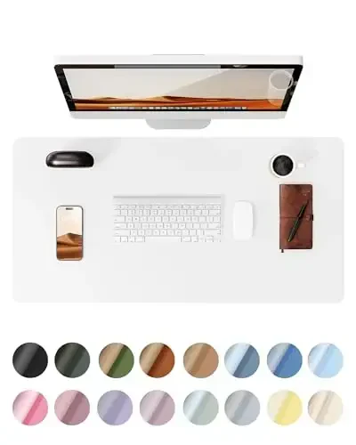 YSAGi Charm Desk Protector, Ofis Mat, Katta Sichqoncha Mat, Sirpanmaydigan PU Charm Blotter, Noutbuk Uchuk, Ofis va uy uchun Suv o'tkazmaydigan Yozuv Pad (Oq, 23,6