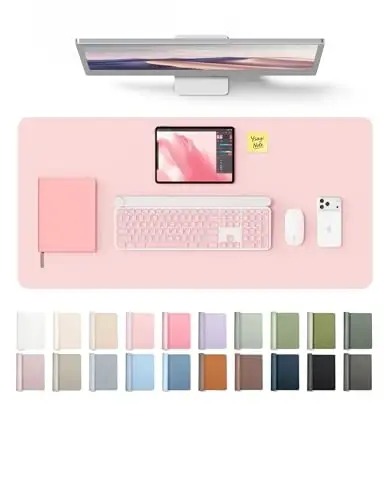 YSAGi Charm Desk Protector, Ofis Mat, Katta sichqoncha Mat, Sirpanmaydigan PU Charm Blotter, Noutbuk uchun stol Pad, Ofis va Uy uchun suv o'tkazmaydigan yozuv Pad (Ochiq Pushti, 35,4