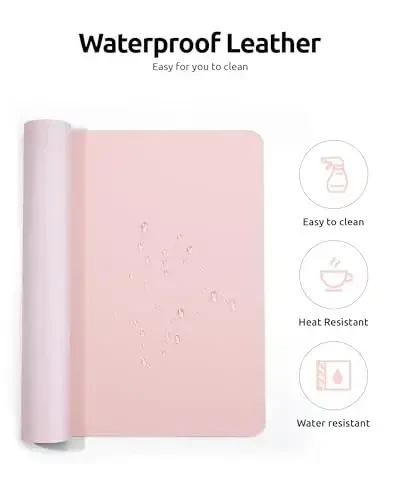 YSAGi Charm Desk Protector, Ofis Mat, Katta sichqoncha Mat, Sirpanmaydigan PU Charm Blotter, Noutbuk uchun stol Pad, Ofis va Uy uchun suv o'tkazmaydigan yozuv Pad (Ochiq Pushti, 35,4