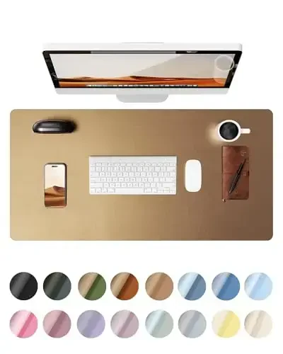 YSAGi Charm Desk Protector, Ofis Mat, Katta sichqoncha mat, Sirpanmaydigan PU charm qopqoq, Noutbuk yostig'i, Ofis va uy uchun suv o'tkazmaydigan yozuv yostig'i (Bronza, 31,5