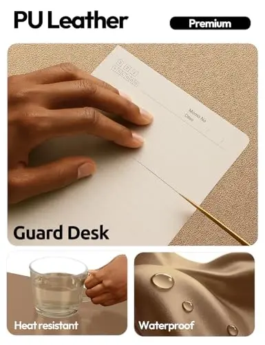 YSAGi Charm Desk Protector, Ofis Mat, Katta sichqoncha mat, Sirpanmaydigan PU charm qopqoq, Noutbuk yostig'i, Ofis va uy uchun suv o'tkazmaydigan yozuv yostig'i (Bronza, 31,5