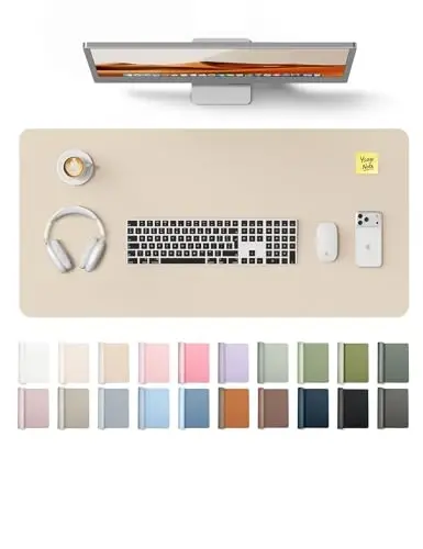 YSAGi Charm Desk Protector, Ofis Mat, Katta sichqoncha, Sirpanmaydigan PU Charm Blotter, Laptop Desk, Ofis va uy uchun suv o'tkazmaydigan yozuv bloki (Tuxum qobig'i, 35.4 