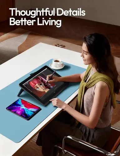 YSAGi Charm Desk Protector, Ofis Mat, Katta sichqoncha, Sirpanmaydigan PU Charm Blotter, Noutbuk Desk Pad, Ofis va Uy uchun suv o'tkazmaydigan yozuv paneli (Dengiz Moviy, 23,6