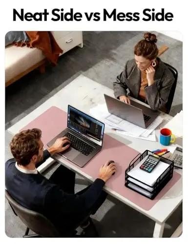 YSAGi Charm Desk Protector, Ofis Mat, Katta sichqoncha uchun mat, Sirpanmaydigan PU Charm Blotter, Noutbuk Pad, Ofis va uy uchun suv o'tkazmaydigan yozuv pedi (Pale Mauve, 47.2