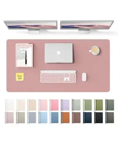 YSAGi Charm Desk Protector, Ofis Mat, Katta sichqoncha uchun mat, Sirpanmaydigan PU Charm Blotter, Noutbuk Pad, Ofis va uy uchun suv o'tkazmaydigan yozuv pedi (Pale Mauve, 47.2