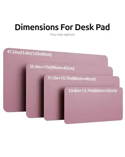 YSAGi Charm Desk Protector, Ofis Mat, Katta sichqoncha uchun mat, Sirpanmaydigan PU Charm Blotter, Noutbuk Pad, Ofis va uy uchun suv o'tkazmaydigan yozuv pedi (Pale Mauve, 47.2