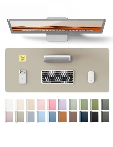 YSAGi Charm Desk Protector, Ofis Mati, Katta sichqoncha mati, Sirpanmaydigan PU Charm Blotter, Noutbuk Deski, Ofis va Uy uchun suv o'tkazmaydigan yozuv bloki (Sage Green, 23,6
