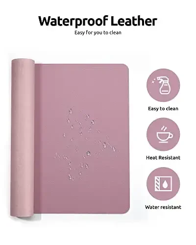 YSAGi Charm Desk Protector, Ofis uchun Mat, Katta sichqoncha Mat, Sirpanmaydigan PU Charm Blotter, Noutbuk uchun Stol Pad, Ofis va uy uchun suv o'tkazmaydigan yozuv Pad (Och binafsha, 23.6