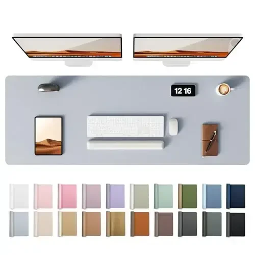 YSAGi charm teri stol himoyachisi, ofis gilami, katta sichqoncha gilami, sirpanmaydigan PU charm qog'oz, noutbuk stoli, ofis va uy uchun suv o'tkazmaydigan yozuv bloki (och kulrang, 47