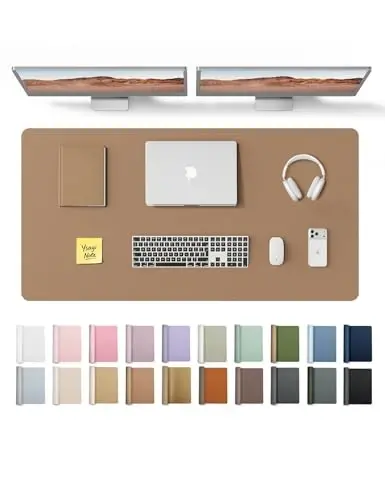 YSAGi Charmdan stol himoyachisi, Ofis uchun gilamcha, Katta sichqoncha gilami, Sirpanmaydigan PU charm qoplamasi, Noutbuk uchun stol tagligi, Ofis va uy uchun suv o'tkazmaydigan yozuv tagligi (Xaki, 47.2