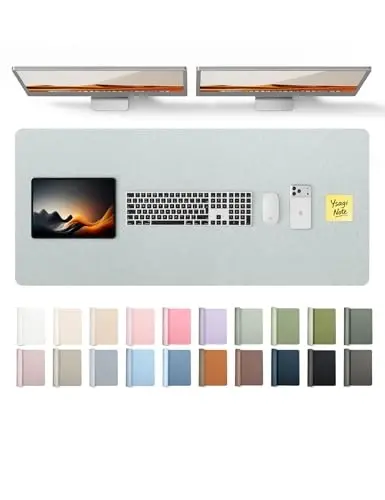 YSAGi Leather Desk Pad Protector, Office Desk Mat, Large Mouse Pad, Non-Slip PU Leather Desk Blotter, Laptop Desk Pad, Waterproof Desk Writing Pad for Office and Home (Silver, 47