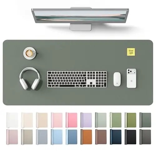 YSAGi Leather Desk Protector, Office Mat, Large Mouse Mat, Non-Slip PU Leather Blotter, Laptop Desk Mat, Waterproof Writing Pad for Office and Home(Dark Green, 42