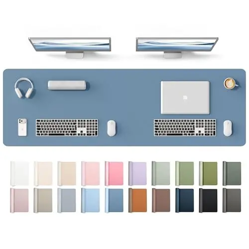 YSAGi Leather Desk Protector, Office Mat, Large Mouse Mat, Non-Slip PU Leather Blotter, Laptop Desk Mat, Waterproof Writing Pad for Office and Home(Blue, 63