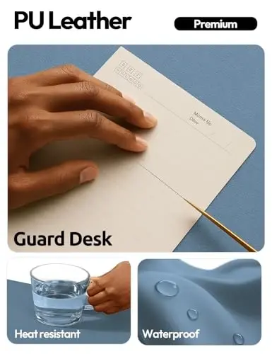 YSAGi Leather Desk Protector, Office Mat, Large Mouse Mat, Non-Slip PU Leather Blotter, Laptop Desk Mat, Waterproof Writing Pad for Office and Home(Blue, 63