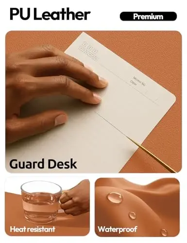 YSAGi Leather Desk Protector, Office Mat, Large Mouse Mat, Non-Slip PU Leather Blotter, Laptop Desk Mat, Waterproof Writing Pad for Office and Home(Brown, 63