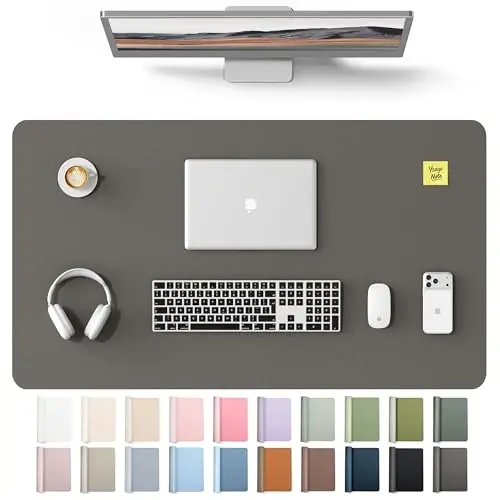 YSAGi Leather Desk Protector, Office Mat, Large Mouse Mat, Non-Slip PU Leather Blotter, Laptop Desk Mat, Waterproof Writing Pad for Office and Home(Dark Grey, 40