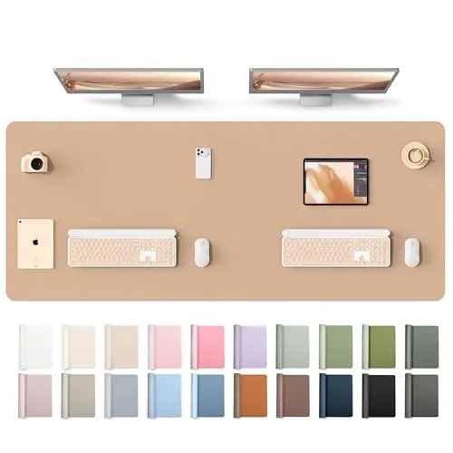 YSAGi Leather Desk Protector, Office Mat, Large Mouse Mat, Non-Slip PU Leather Blotter, Laptop Desk Mat, Waterproof Writing Pad for Office and Home(Latte, 63