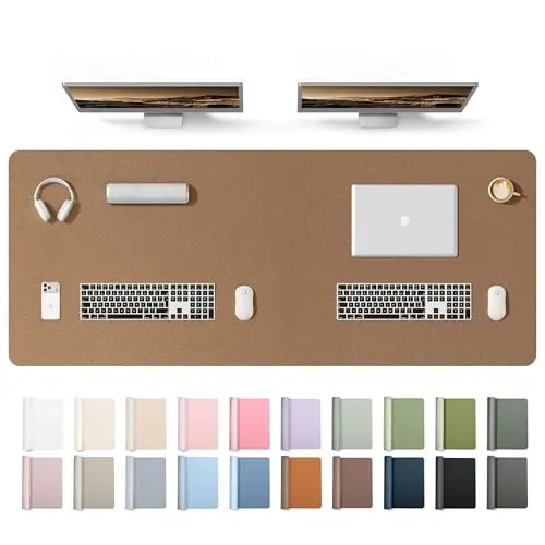 YSAGi Leather Desk Protector, Office Mat, Large Mouse Mat, Non-Slip PU Leather Blotter, Laptop Desk Mat, Waterproof Writing Pad for Office and Home(Shiny Bronze, 63
