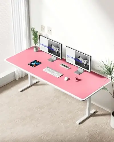 YSAGi Deri Masa Koruyucu, Ofis Matı, Büyük Fare Matı, Kaymaz PU Deri Altlık, Dizüstü Bilgisayar Masa Matı, Ofis ve Ev için Su Geçirmez Yazı Pedi (Pembe, 63