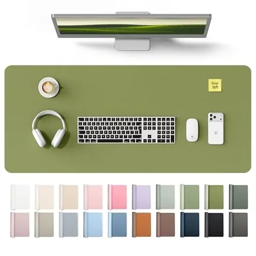 YSAGi Leather Desk Protector, Office Mat, Large Mouse Mat, Non-Slip PU Leather Blotter, Laptop Desk Mat, Waterproof Writing Pad for Office and Home(Green, 42