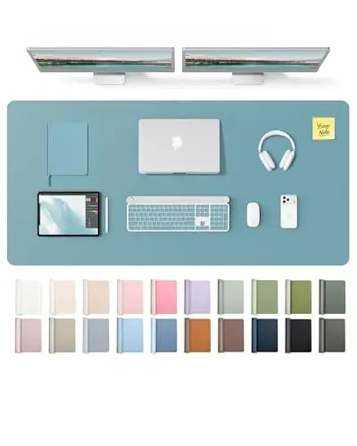 YSAGi Leather Desk Protector, Office Mat, Large Mouse Mat, Non-Slip PU Leather Blotter, Laptop Desk Mat, Waterproof Writing Pad for Office and Home(Aquamarine, 55