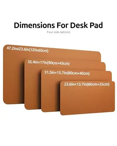 YSAGi Leather Desk Protector, Office Mat, Large Mouse Mat, Non-Slip PU Leather Blotter, Laptop Desk Pad, Waterproof Writing Pad for Office and Home (Brown, 47.2