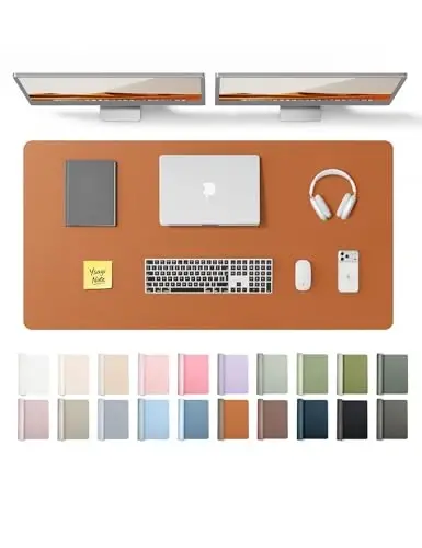 YSAGi Leather Desk Protector, Office Mat, Large Mouse Mat, Non-Slip PU Leather Blotter, Laptop Desk Pad, Waterproof Writing Pad for Office and Home (Brown, 47.2
