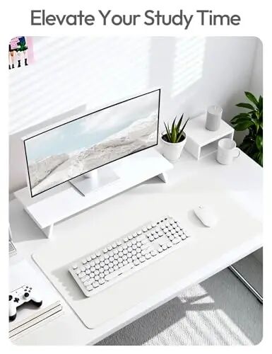 YSAGi Leather Desk Protector, Office Mat, Large Mouse Mat, Non-Slip PU Leather Blotter, Laptop Desk, Waterproof Writing Pad for Office and Home (White, 31.5