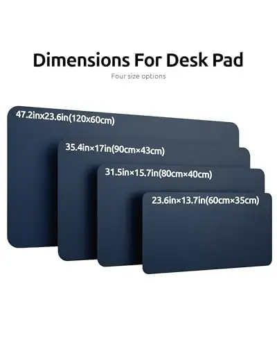 YSAGi Leather Desk Protector, Office Mat, Large Mouse Mat, Non-Slip PU Leather Blotter, Laptop Pad, Waterproof Writing Pad for Office and Home (Dark Blue, 47.2