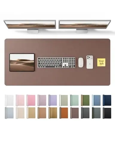 YSAGi Leather Desk Protector, Office Mat, Large Mouse Mat, Non-Slip PU Leather Blotter, Laptop Desk, Waterproof Writing Pad for Office and Home (Chocolate, 47