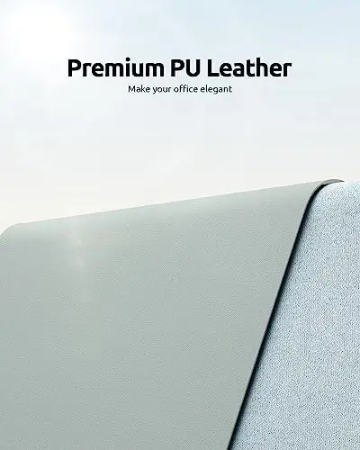 YSAGi Leather Desk Protector, Office Mat, Large Mouse Mat, Non-Slip PU Leather Blotter, Laptop Pad, Waterproof Writing Pad for Office and Home (Grayish Green, 23.6