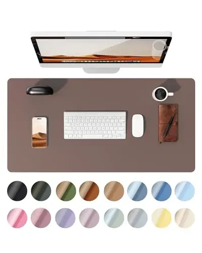 YSAGi Leather Desk Protector, Office Mat, Large Mouse Mat, Non-Slip PU Leather Blotter, Laptop Pad, Waterproof Writing Pad for Office and Home (Chocolate, 31.5