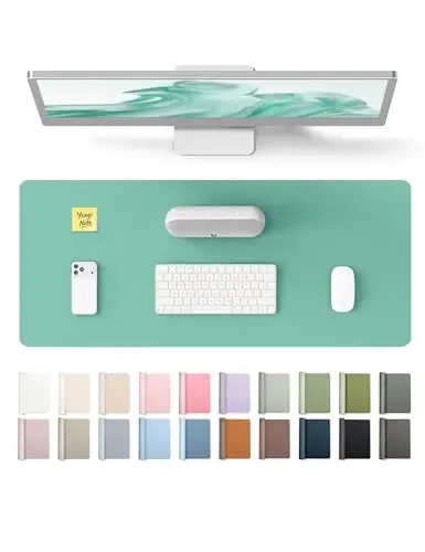 YSAGi Deri Masa Koruyucu, Ofis Matı, Büyük Mouse Matı, Kaymaz PU Deri Blotter, Laptop Masa Pedi, Ofis ve Ev için Su Geçirmez Yazı Pedi (Yeşil-Mavi, 23,6