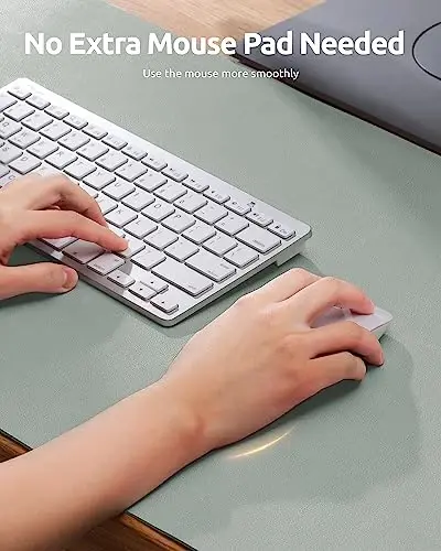 YSAGi Leather Desk Protector, Office Mat, Large Mouse Mat, Non-Slip PU Leather Blotter, Laptop Pad, Waterproof Writing Pad for Office and Home (Grayish Green, 31.5