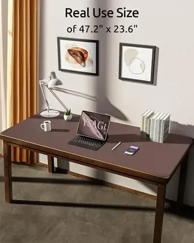YSAGi Leather Desk Protector, Office Mat, Large Mouse Mat, Non-Slip PU Leather Blotter, Laptop Desk, Waterproof Writing Pad for Office and Home (Chocolate, 47.2