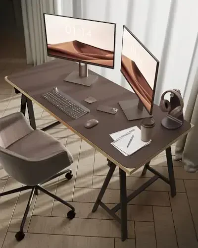 YSAGi Leather Desk Protector, Office Mat, Large Mouse Mat, Non-Slip PU Leather Blotter, Laptop Desk, Waterproof Writing Pad for Office and Home (Chocolate, 47.2