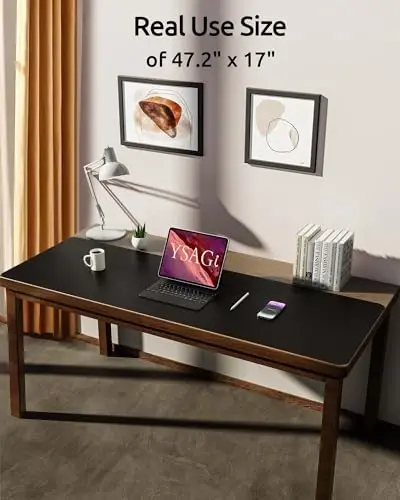 YSAGi Leather Desk Protector, Office Mat, Large Mouse Mat, Non-Slip PU Leather Blotter, Laptop Pad, Waterproof Writing Pad for Office and Home (Black, 47