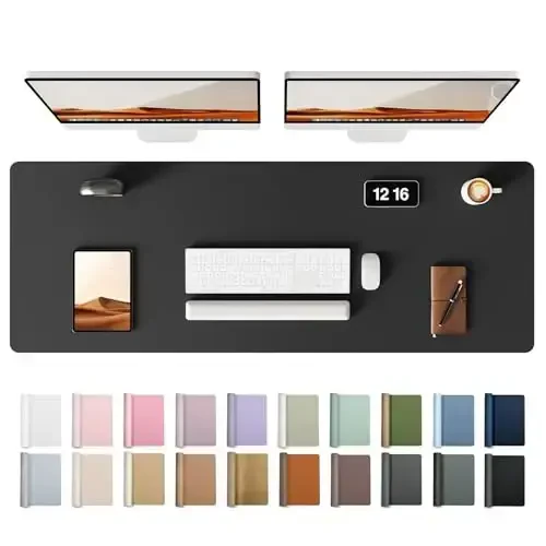 YSAGi Leather Desk Protector, Office Mat, Large Mouse Mat, Non-Slip PU Leather Blotter, Laptop Pad, Waterproof Writing Pad for Office and Home (Black, 47