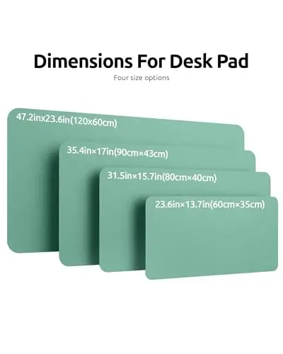 YSAGi Leather Desk Protector, Office Mat, Large Mouse Mat, Non-Slip PU Leather Blotter, Laptop Desk Pad, Waterproof Writing Pad for Office and Home (Green-Blue, 47.2