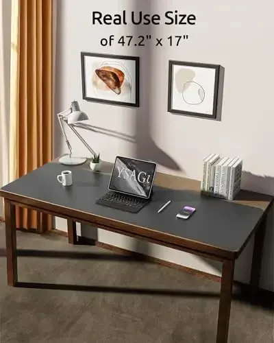 YSAGi Leather Desk Pad Protector, Office Desk Mat, Large Mouse Pad, Non-Slip PU Leather Desk Blotter, Laptop Desk Pad, Waterproof Desk Writing Pad for Office and Home (Dark Grey, 47